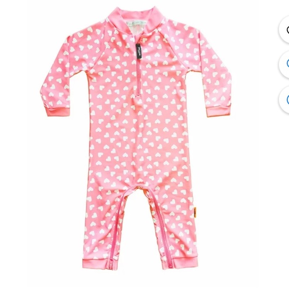 Pink Heart Sun Protection One Piece Rash Guard - Picture 5 of 5